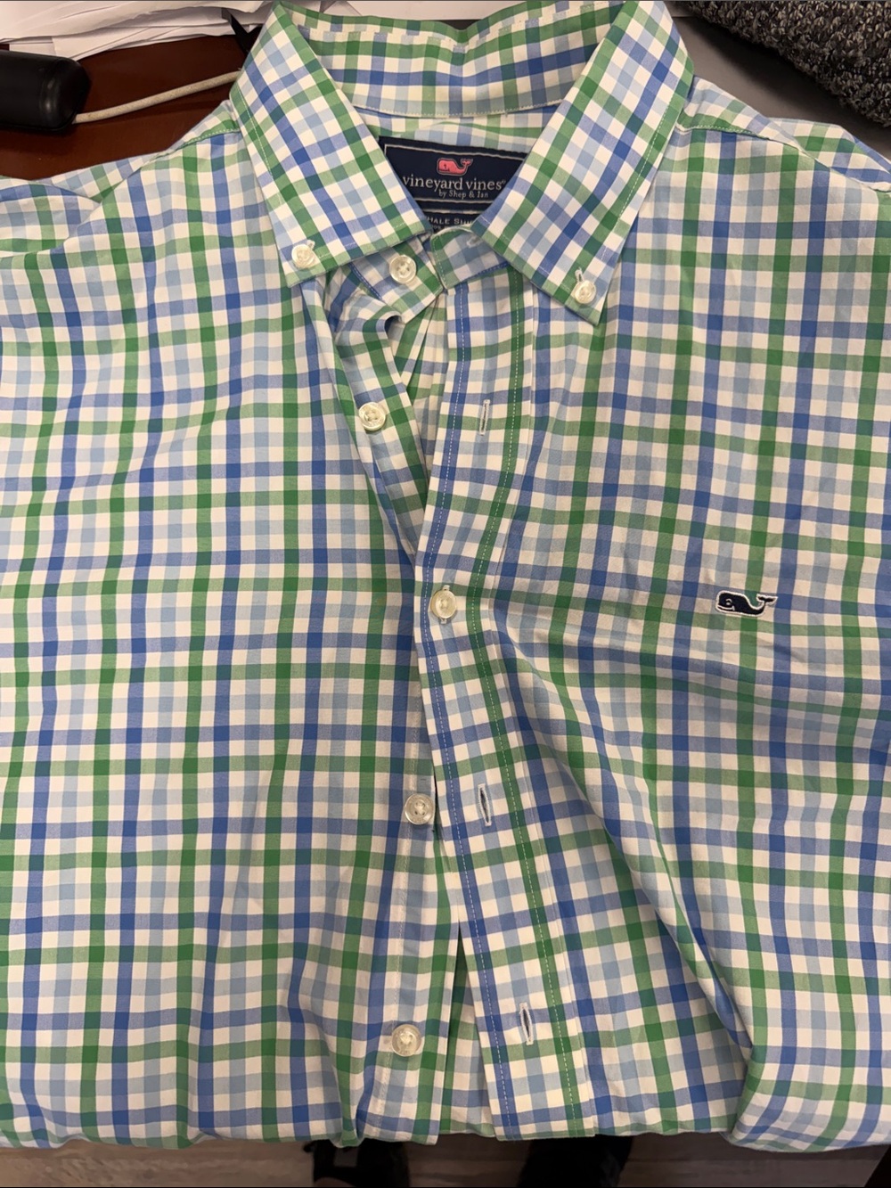Vineyard Vines Blue & Green Gingham Button-Down Shirt